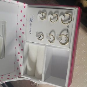 14k gold over sterling kids earrings 3 set brand new